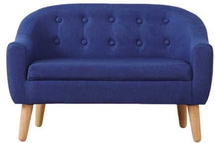 DGBAOBEI Linen Fabric Children Sofa Chair,2 Seater Wooden Kids Couch,Toddler Sofa Chair for Kids(Blue)