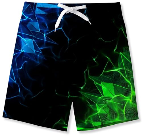 Fanient Maillot de Bain pour Garçon à Séchage Rapide Imprimé Diamant 3D Maillot de Bain pour Enfant de 5 à 8 Ans