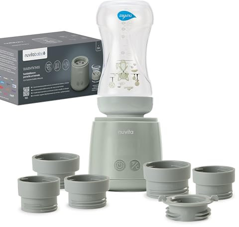 Nuvita 1163 Warm’n’Mix Scaldabiberon Portatile a batteria con Funzione di Riscaldamento e Mescolamento – Riscaldamento Rapido in 3 Minuti, 4 Impostazioni di Temperatura, Compatibilità Universale