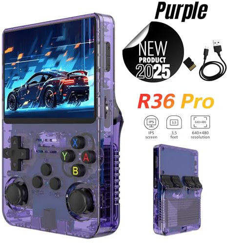 Consola Retro Portátil R36S Pro–+15.000 Juegos Incluidos–Mini Consola Arcade Versión 2025–Compatible con Juegos de PS1, PSP, N64, GBA, NeoGeo–Consola de Videojuegos Portátil HD 3.5”– Actualizada 2025