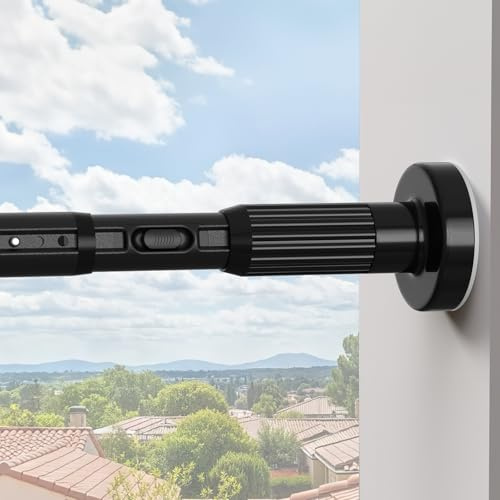 ZipGlo Extendable Shower Curtain Pole 104-302cm Black Tension Curtain Rod | No Drilling Extra Long Tension Rods Extendable Curtain Poles For Clothes Tension Curtain Rod For Curtains,Windows,Bathroom,1p