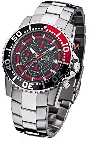 FIREFOX Zion FFS17-102b schwarz/rot Herrenuhr Armbanduhr Chronograph massiv Edelstahl Sicherheitsfaltschließe 10 ATM Water Resistant