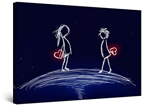 Startonight Bilder Herz im Geschenk, Leinwandbilder Moderne Kunst, Abstrakte Wanddeko Kunstdrucke, Wandbilder XXL Wohnzimmer Groß Wand Bild 80 x 120 cm, Tag Nacht Effekt, Elegante Geschenkidee Deko