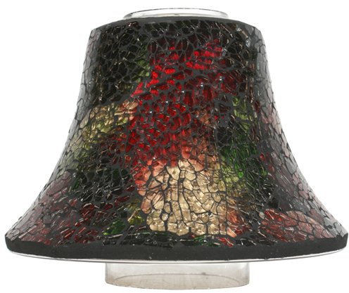 Village Candle Festive Lustre Crackle Mosaic Candle Jar Lamp Shade, Multi-Colour, 17.3 x 17.2 x 17.2 cm