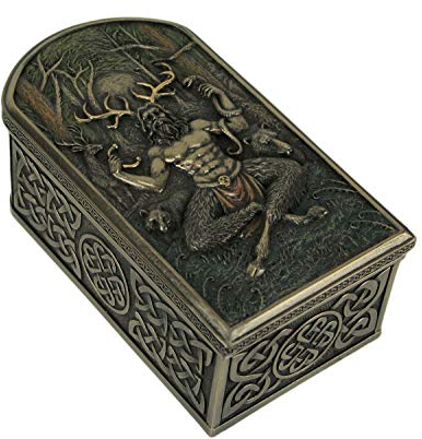 Veronese Design Cernunnos Schmuckkästchen mit keltischem Horn, Gott der Tiere und die Unterwelt