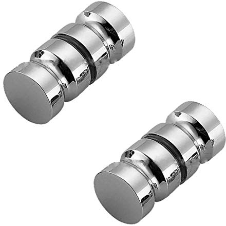 NUZAMAS - Juego de 2 pomos redondos de acero inoxidable 304 para mampara de ducha, repuesto de pomo redondo de puerta trasera a trasera, cromo pulido