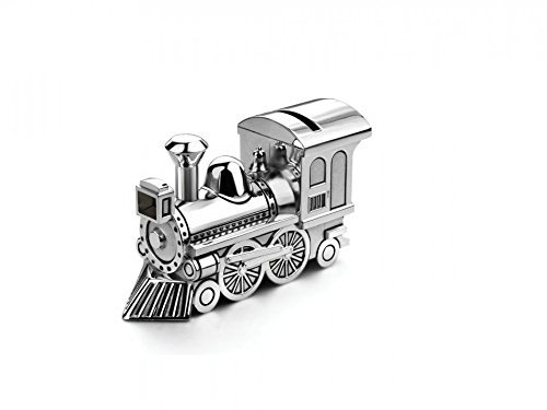 Spardose Zug/Lokomotive 15,5x5,5x8cm versilbert sparschwein Lokomotive Lok (Gravur bis 25 Zeichen)
