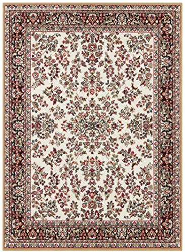 Hanse Home Design Kurzflor Wohnzimmerteppich Orient - Zabul Perser Look, Orientalischer Teppich für Esszimmer, Wohnzimmer, Schlafzimmer - Creme/Gold, 120x160 cm