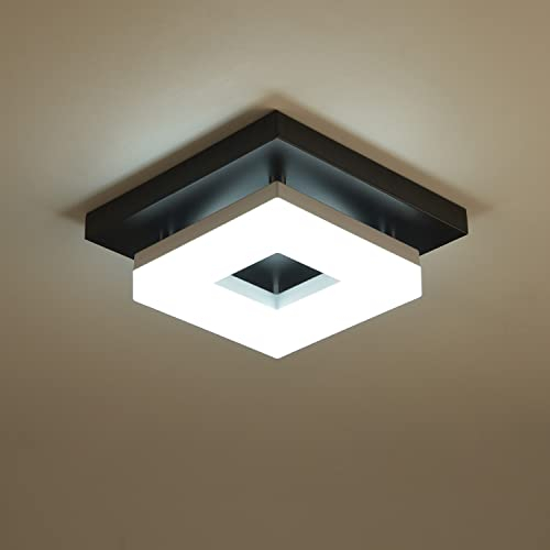 Anmaice Led Deckenleuchte 8W, quadratische Deckenleuchte, moderne einstellbare Farbtemperatur Deckenleuchten für Badezimmer Flure Balkon Garderobe Kleine Schwarz