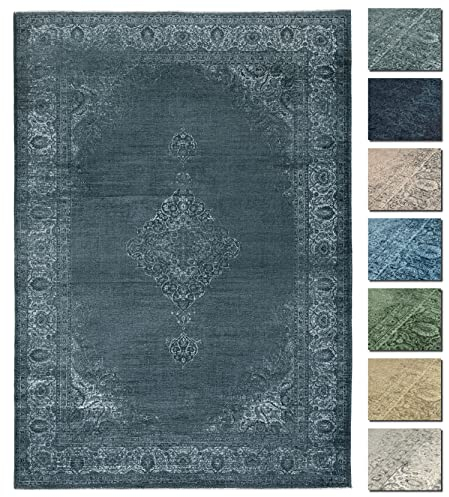Kelim Vintage Teppich Wohnzimmer Holzkohle Grau 80 X 145 cm - Moderner Kurzflor Teppich - Super Soft