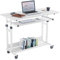 Dripex Computer Desk Mobile, Portable Office Desk with Movable Wheels, Height Adjustable Study Desk, Home Office Desk with Keyboard Tray and Shelf for Small Spaces (White)