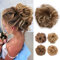 TESS Moño Postizos de Pelo Natural Rizado Magico con Goma Natural Coletero Peinado Alto Extensiones Sintéticas para Mujer ,Rubio Dorado y Blanqueado