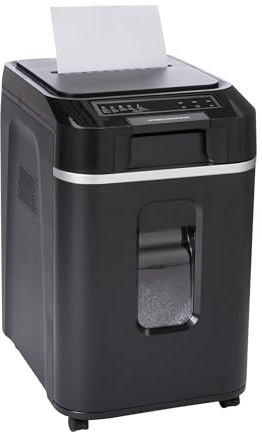 Amazon Basics 200-Sheet Auto Feed Cross-Cut Paper Shredder, High Security P-4, Anti-Jam, 8.5 Gallon Pullout Bin, Black