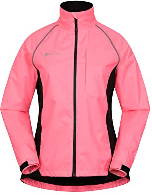 Mountain Warehouse Adrenaline Womens Waterproof Jacket - Breathable Ladies Coat, Taped Seams, Reflective Trims Rain Jacket - For Spring Summer, Cycling, Running Bright Pink Women's Size 16