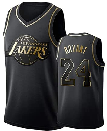 # 24 K o b e Black Gold Basketball Jersey,Unisex ärmelloses Sportweste Shirt.,Schwarz,XXL