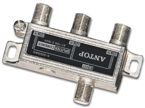 Antop Coax Splitter 3 Way for Cable TV, Satellite, HDTV, Amplified Antenna