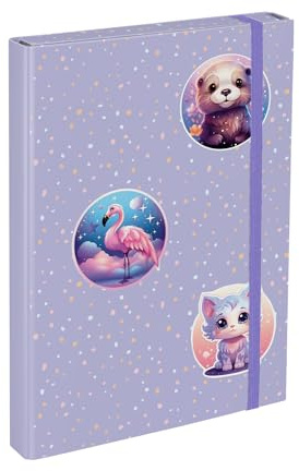 Baagl Heftbox für Schulranzen - Heftmappe A4 für Kinder mit Gummiband und Innenklappen - Sammelmappe, Sammelbox mit Gummizug für Jungen (Animals)