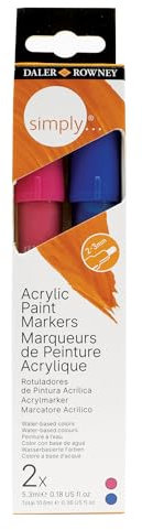 Daler Rowney Simply - Set 2 marqueurs 5.3ml de peinture acrylique rose et bleu