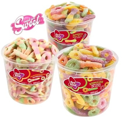Red Band MIX BOX - Das ultimative Süßigkeitenpaket mit 3 Sorten Red Band - Zauber Schnuller, Super Saure Schnuller, Saure Briketts