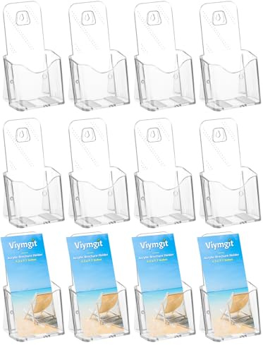 Acrylic Brochure Holder 4 x 9, Clear Pamphlet Holder Display Stand, 12 Pack