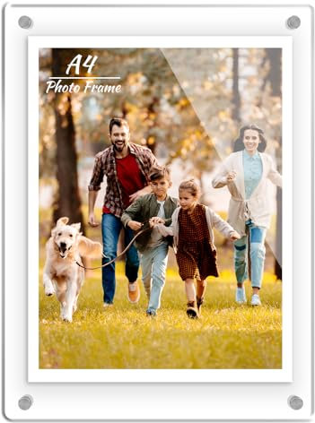 Figarge Bilderrahmen Acryl A4 Fotorahmen Wandhängende Fotorahmen Doppelseitige Fotorahmen Klare Bilderrahmen 21 X 29,7 cm Rahmenlose Bilderrahmen A4 Fotorahmen (1)