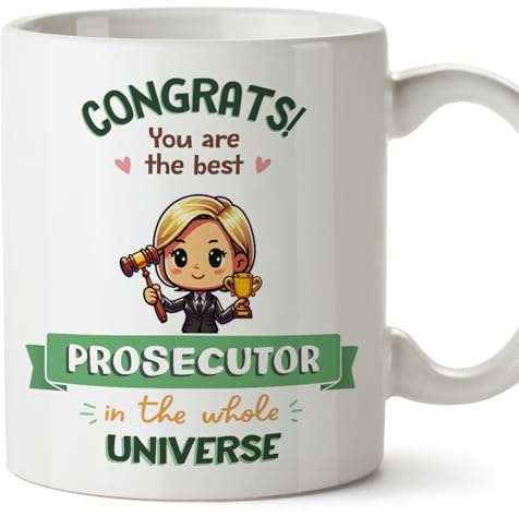 MUGFFINS Prosecutor Woman Mug - in English - Best in Universe Trophy - Funny Gift for Colleagues - Ceramic 11oz Mug