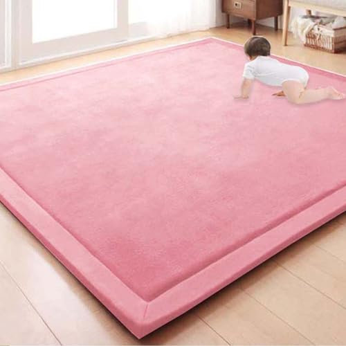 ping bu Grande tappeto da gioco morbido, spesso in velluto di corallo, per yoga, soggiorno, camera da letto, 100 x 180 cm, rosa
