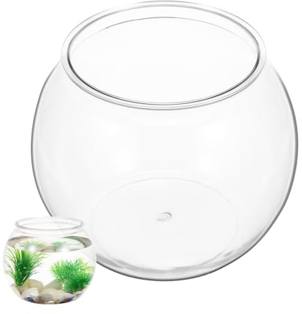 CIYODO Pecera De Plástico Redonda Transparente Pecera De Escritorio para Peces Y Plantas Acuario Decorativo para Hogar Oficina Jardín Y Bodas 8.66 X 8.66 X 6.88 in