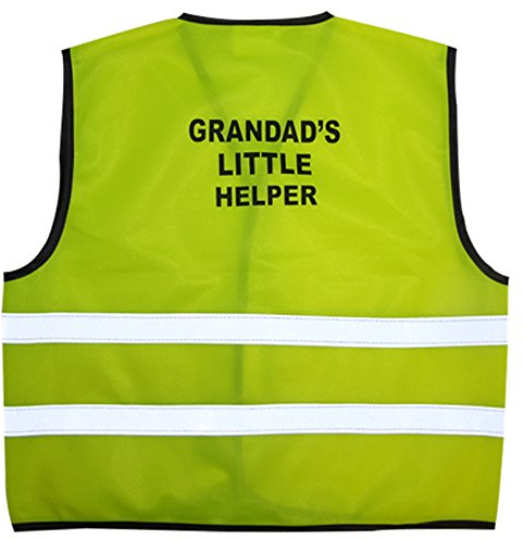 Kids High Visibility Hi Viz Safety Vest Top Hi Vis Baby Waistcoat Childrens Gift (Small (0-1 Years), Grandad's Little Helper)