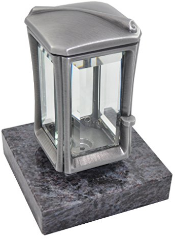 Kunst-Art-Köhl Grablaterne 9468/19 aus Aluminium montiert auf einem Sockel aus Granit (Orion)
