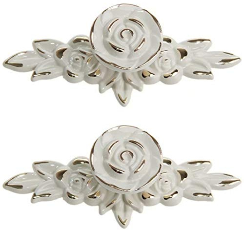 Creatwls Europäischer Stil Möbelgriffe Möbelknopf Zarte Rose Muster Schrankgriff Türgriff Schubladen Griffe Kommode Ziehgriff Küchenschränke Knöpfe - 2pcs