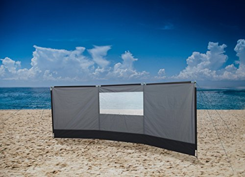 4M Deluxe Windbreak with Clear Window & Top Poles - Windbreaker Steel Poles Camping Caravan