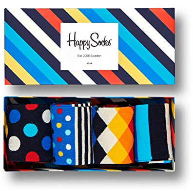 Happy Socks Herren 4 pak stribet gave boks Socken, Mehrfarbig, 41-46 EU