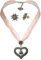Alpenflüstern Trachtenschmuck-Set Kordel-Trachtenkette Strassedelweissherz und Trachten-Ohrstecker Strass-Edelweiss - Damen-Trachten-Schmuck, Trachtenset Kette und Trachten-Ohrringe rosa-rosé SET043