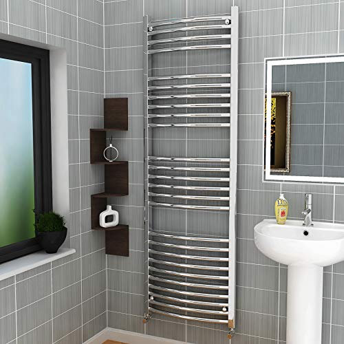 1600 x 400 mm Curved Heated Towel Rail Chrome Bathroom Ladder Radiator