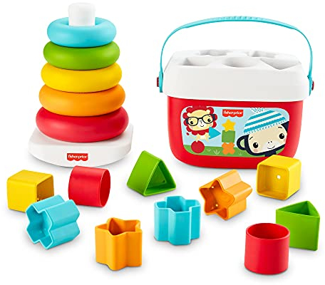 Fisher-Price GRF11 - Stapel & Sortier Spielset, 2 klassische Stapel- und Sortiersets, Babyspielzeug ab 6 Monaten