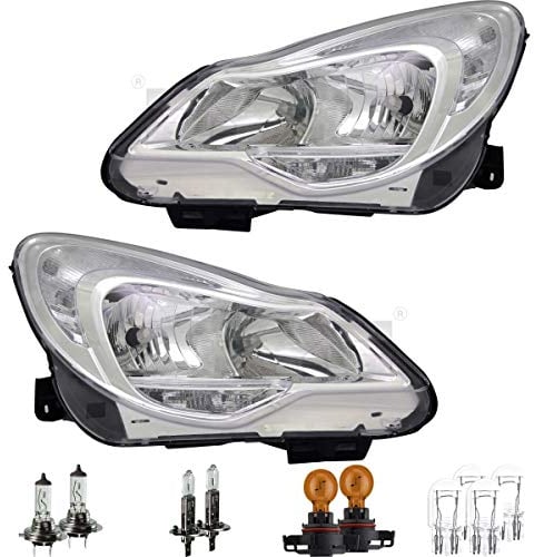 EISENFELS Bundle Set 70771908 Scheinwerfer rechts & links + Leuchtmittel H1 Classic + W21/5W Classic + H7 Classic + PHILIPS PSY24W kompatibel mit Corsa D S07