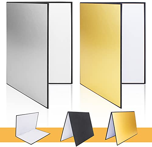 2 Pcs A4 Licht Reflektor Tragbarer 3 in 1 Lichtreflektor Licht Reflektor Foto zusammenklappbarer Lichtreflektor Karton Licht Reflektor für Produktfotografie Videoaufnahmen Beleuchtung