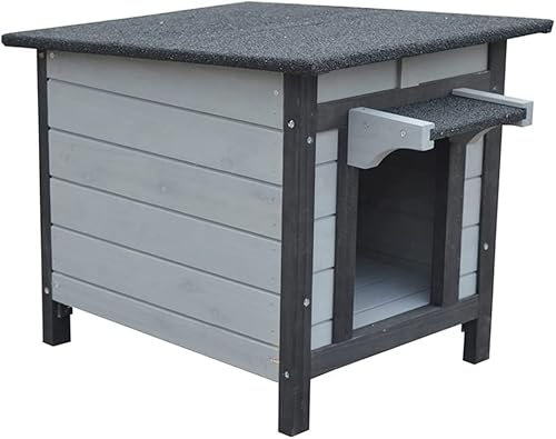 BUNNY BUSINESS Rabbit Guinea Pig Cat Wooden Hide House Run Hideaway Shelter Enclosure - 50 x 42 x 43cm (Grey-Shelt-Hide)