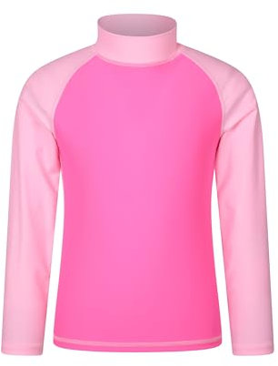 Mountain Warehouse Kids Rash Vest - UV Protection Rash Guard, Long Sleeves Childrens Rash Shirt, Flat Seams, Quick Drying, Stretch Fabric - Ideal for Swimming, Bubblegum Kids Size 11-12 Years