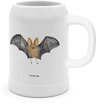 Mr. & Mrs. Panda Bierkrug Fledermaus Flügel - Geschenk, Tiere, Bierkrug Steingut, lustige Sprüche, Bierkrüge, Tiermotive, Steinkrüge, 0, 5 l, Gute