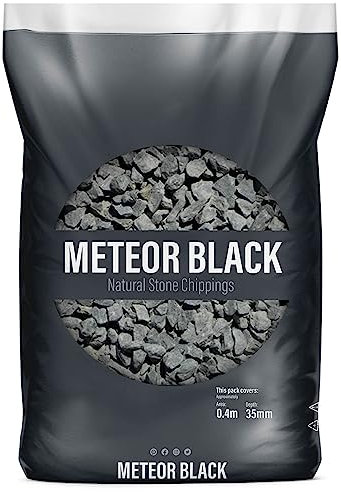UNIQUE HOME LIVING Decorative Stone Chippings Rock Slate Garden Patio Gravel Aggregates Pathway Driveway Natural Stones Pebbles - METEOR BLACK 10-20mm