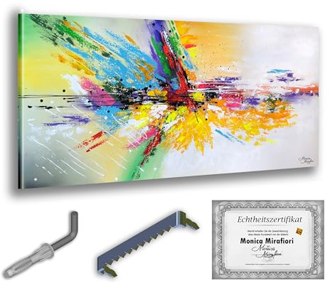 Monica Mirafiori I 100% HANDGEMALT I Gemälde Party 140x70cm | Gemälde Handgemalt | Acrylgemälde | Sehr Großes Acrylbild I Moderne Kunst I Kunstbilder
