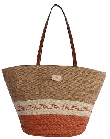 AMICHI - Bolso mujer - bolso playa mujer grande - bolso shopper mujer - capazo playa - bolso verano - bolso trenzado mujer - bolso de paja - bolso casual mujer - Remedios
