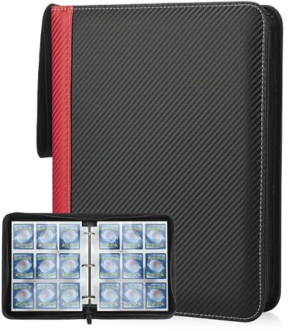 Deoyibu Sammelkarten Album für 900 Karten, Sammelalbum mit 9 Fächern 50 Seiten für Karten-Organizer, Karten Binder aus PU, für Sportkarten, MTG, TCG, Yugioh-Karten etc. Rot