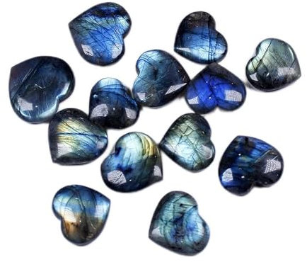 PAJPXPCD Balance 30x30mm Pietra di cristallo naturale a forma di cuore Labrador Cristallo di feldspato Palma intagliata Amore Labradorite Pietre preziose Pietra della fortuna Pietre grezze e