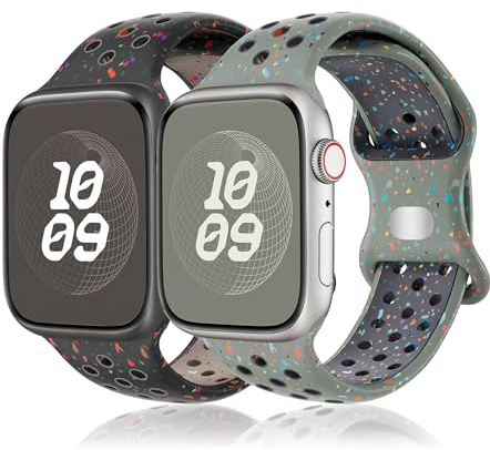 2 Pack Correa para Apple Watch 45mm 40mm 44mm 42mm 46mm 49mm 41mm 38mm,Band Silicona para Apple Watch Series10 9 8 7 6 5 4 3 SE Ultra 2/1 Nike Reloj Pulsera iWatch Band,Correas Deportiva Hombre/Mujer