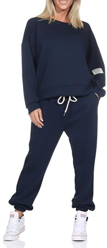 simaranda Damen Jogginganzug, Zweiteiler für Freizeit und Sport, Trainingsanzug, Hausanzug mit Hoodie und Hose 7065 Navy