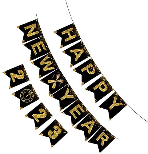 WESIEVYA Malle Party Deko Jugendweihedeko 2023 Happy New Year Banner Hängende Dekoration Für Silvesterfeiern Neujahrs Bunting Party Dekoration Für Unvergessliche Feierlichkeiten