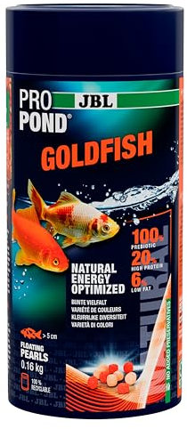 JBL PROPOND Goldfish 0,16kg (1 L) | Ganzjahresfutter Perlen für Goldfische & Schleierschwänze | Fördert Gesundheit & kräftige Farben | Artgerechte Ernährung | Schwimmend | ab 10 °C